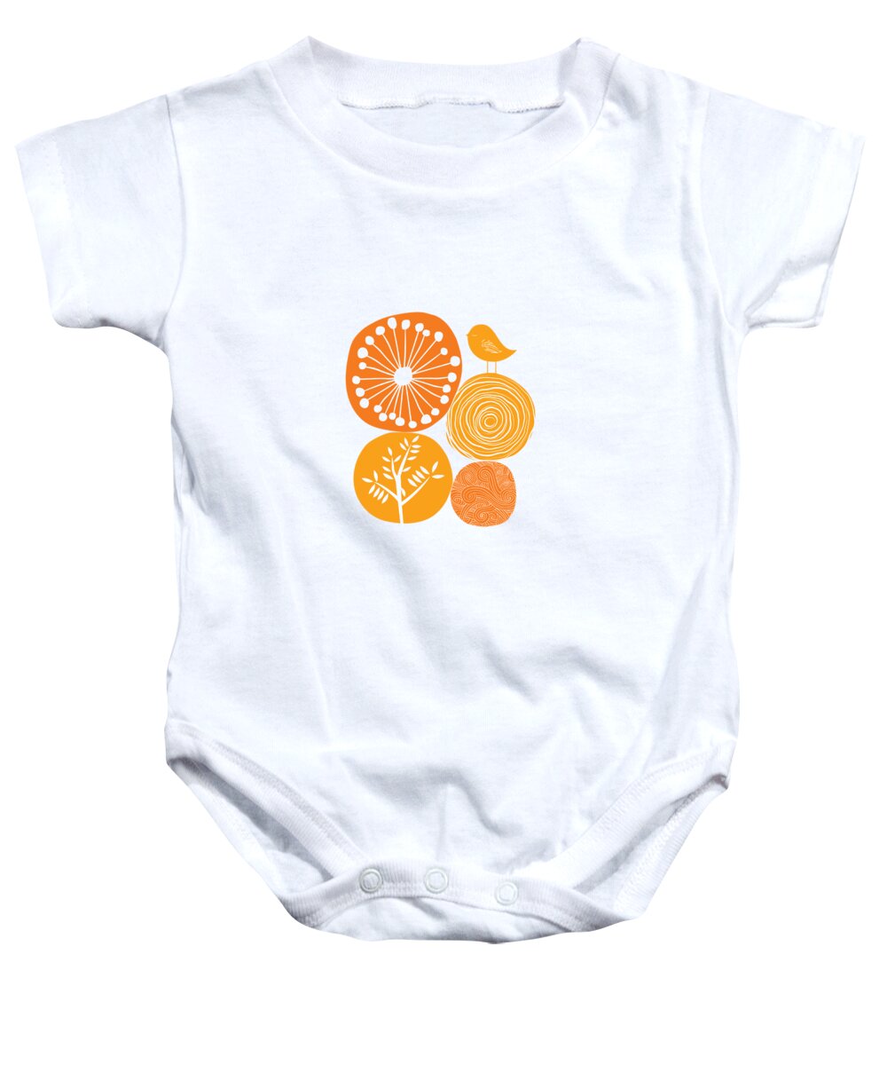 Nature Baby Onesie featuring the digital art Abstract Nature Orange by BONB Creative