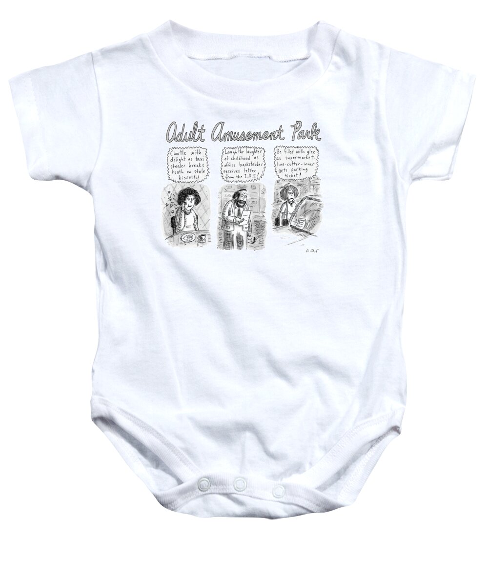 Adult Amusement Park Baby Onesie featuring the drawing Adult Amusement Park by Roz Chast