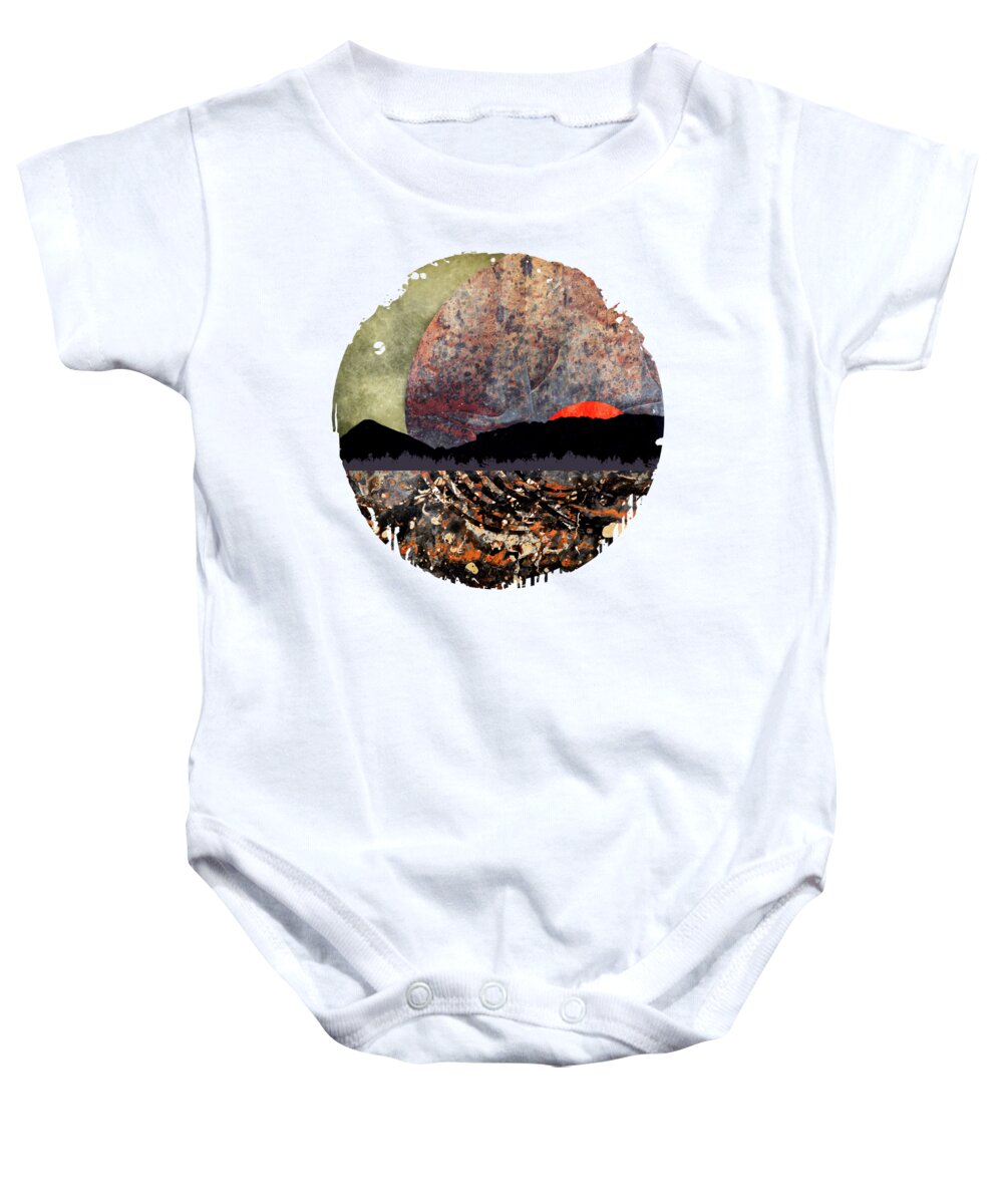 Texture Landscape Abstract Sunset Surreal Sun Baby Onesie featuring the digital art Afternoon Glow by Katherine Smit