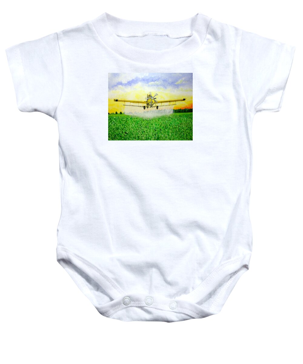 Air Tractor Baby Onesie featuring the painting Air Tractor Crop Duster by Karl Wagner
