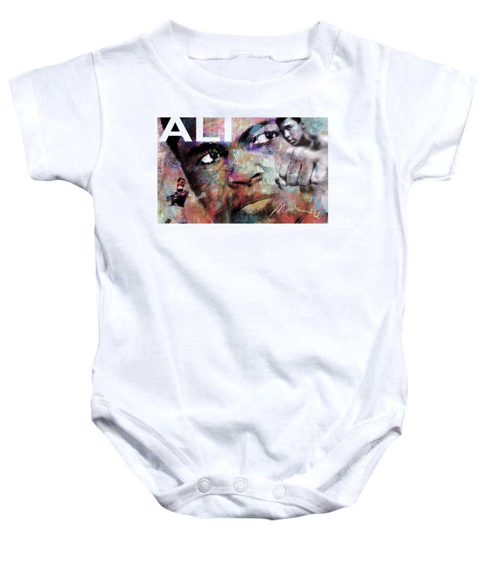 Muhammed Ali Baby Onesie featuring the digital art Ali by Mal Bray