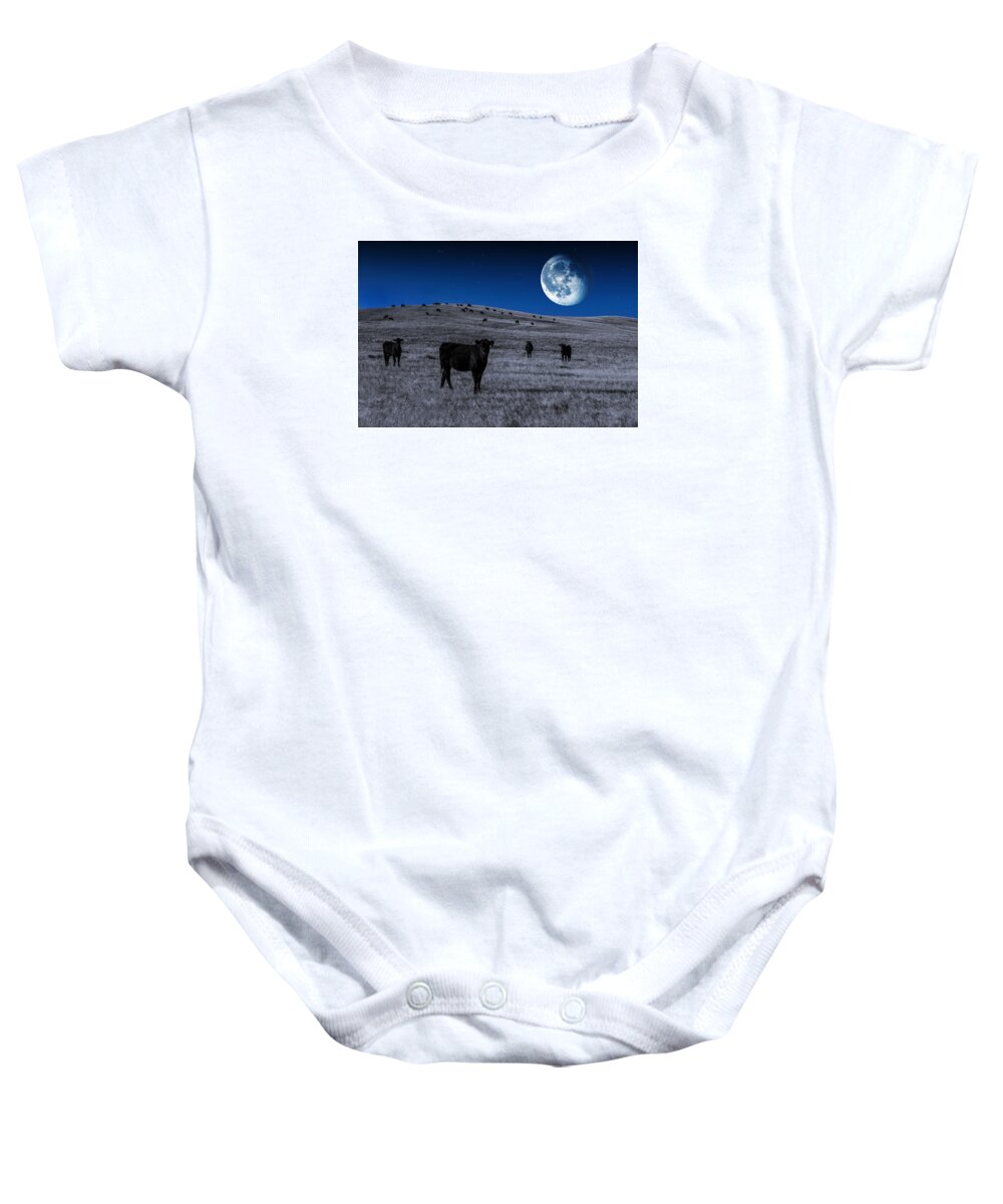 Cows Baby Onesie featuring the photograph Alien Cows by Todd Klassy