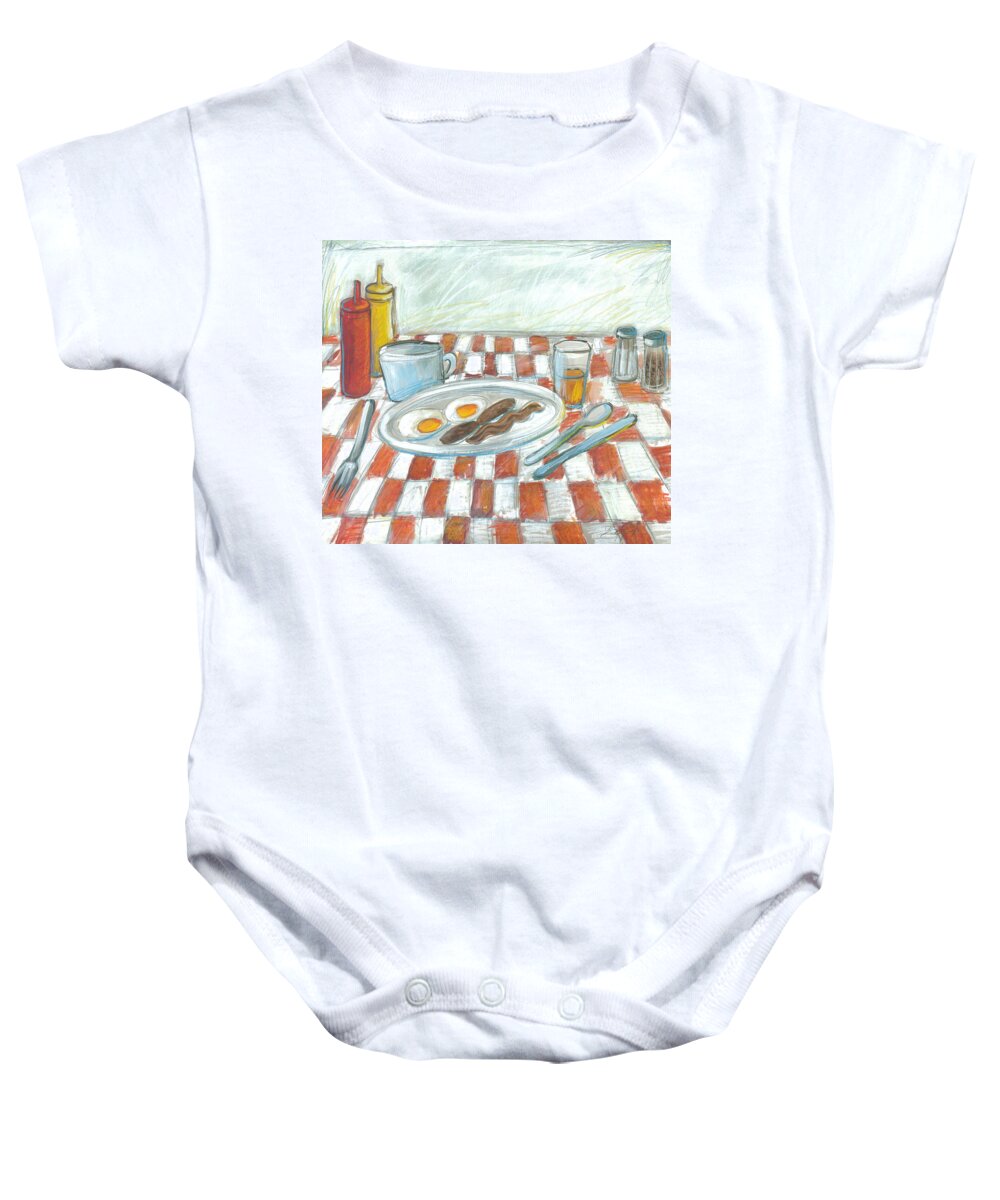 Ketchup Bottle Baby Onesie featuring the painting All American Breakfast 2 by Gerry High