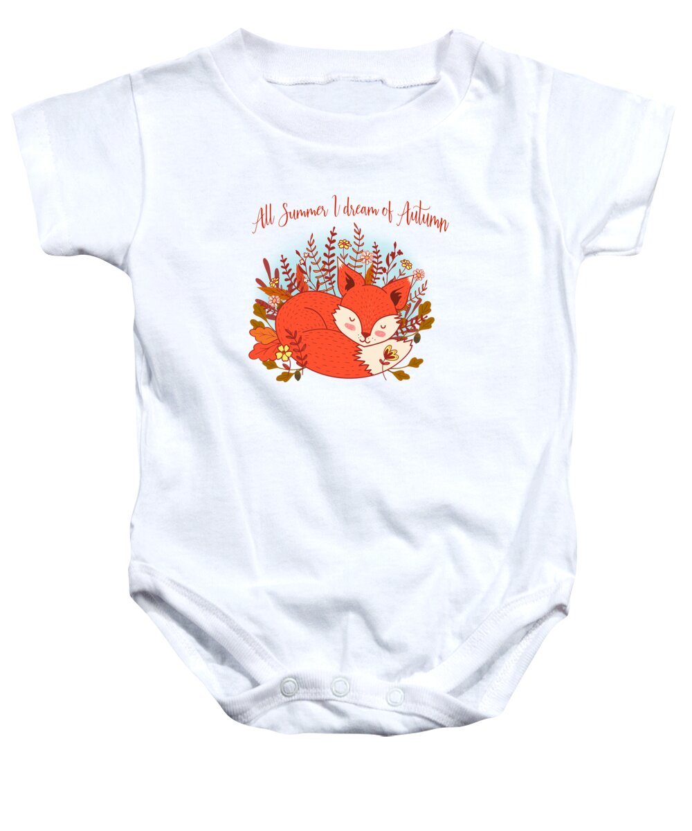 Painting Baby Onesie featuring the painting All Summer I Dream Of Autumn by Little Bunny Sunshine