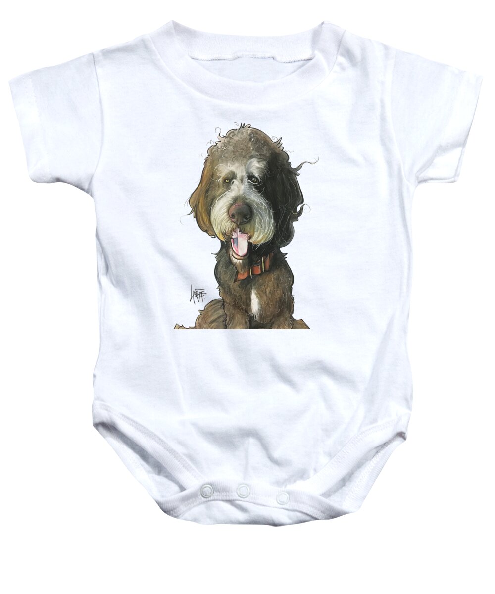 Pet Portrait Baby Onesie featuring the drawing Allen 3233 by Canine Caricatures By John LaFree