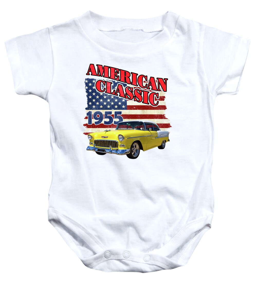 Car Baby Onesie featuring the photograph American Classic 1955 by Keith Hawley