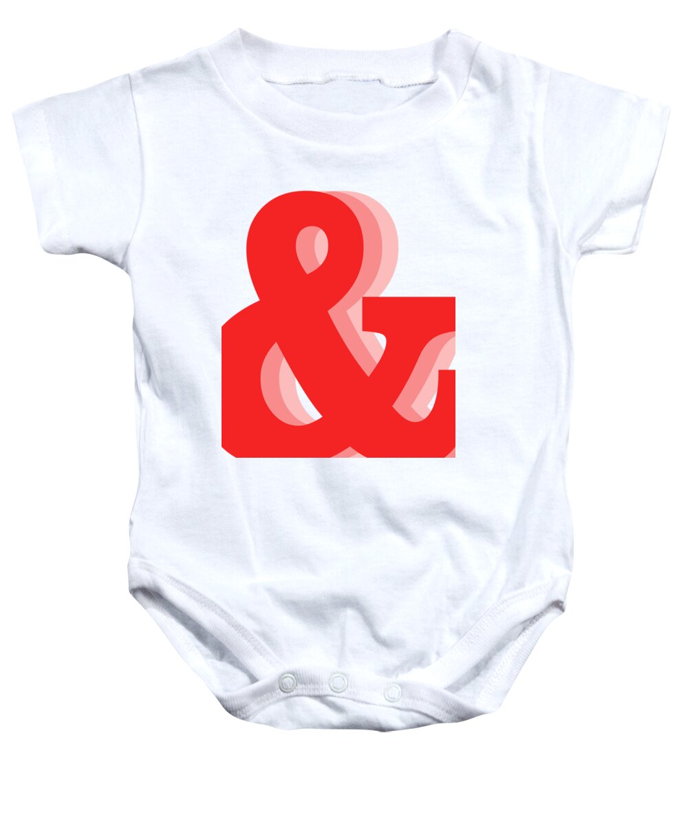 & Baby Onesie featuring the mixed media Ampersand - Red - And Symbol - Minimalist Print by Studio Grafiikka