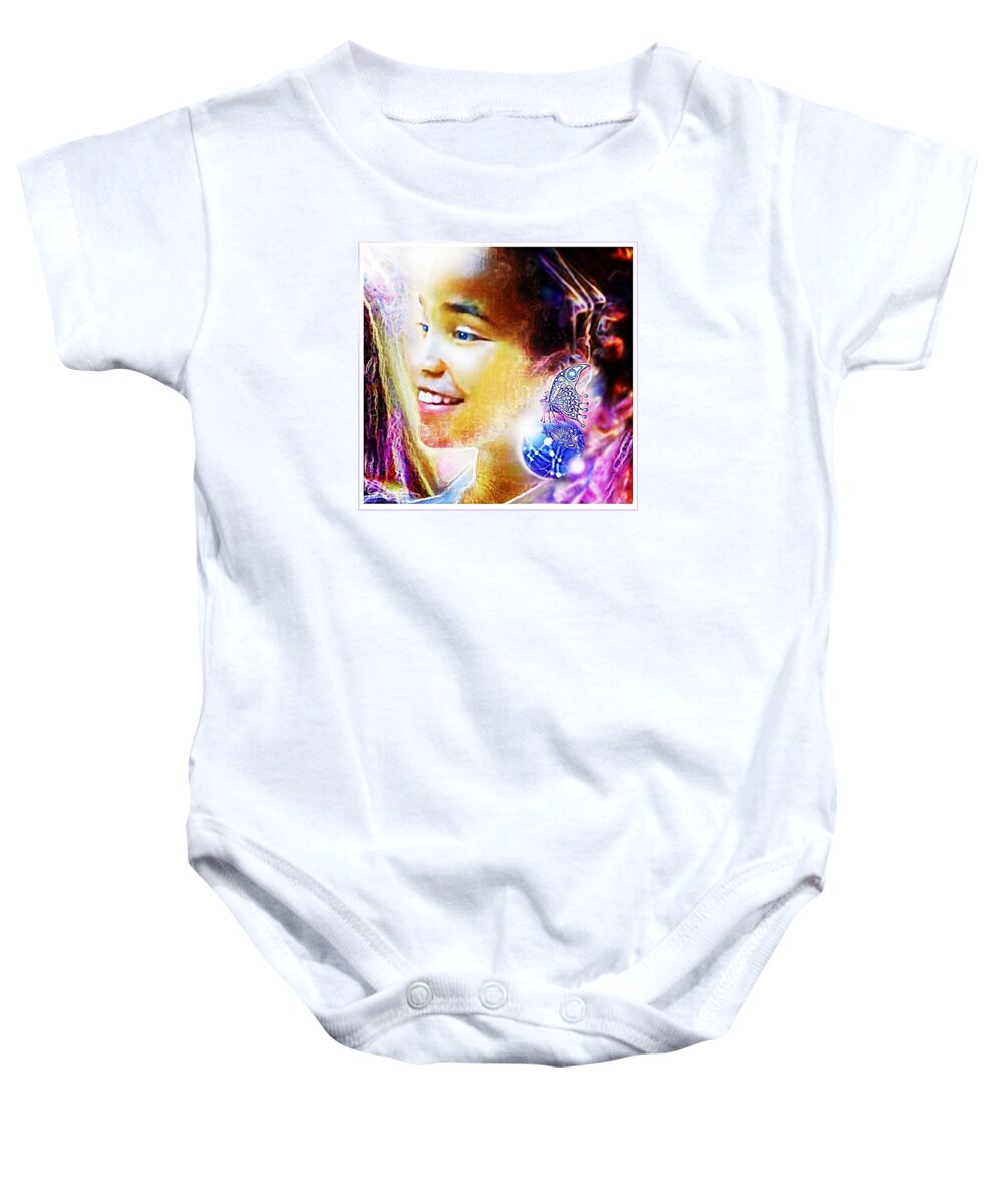 Angel Baby Onesie featuring the painting Angel Smile by Hartmut Jager