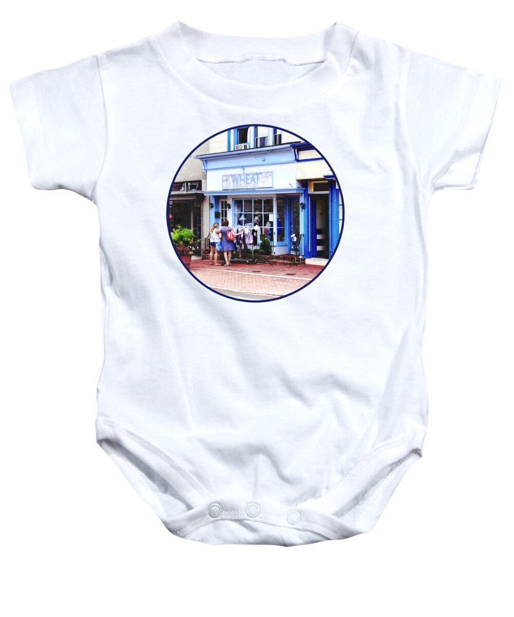 Annapolis Baby Onesie featuring the photograph Annapolis MD - Shopping on Main Street by Susan Savad