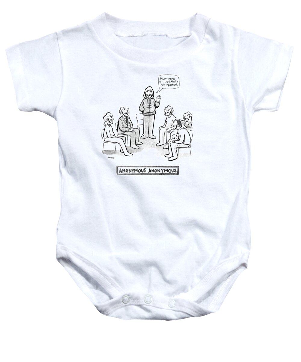 Anonymous Anonymous Baby Onesie featuring the drawing Anonymous Anonymous by Benjamin Schwartz