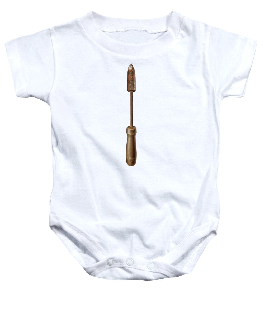 Antique Baby Onesie featuring the photograph Antique Soldering Iron on Color Paper by YoPedro