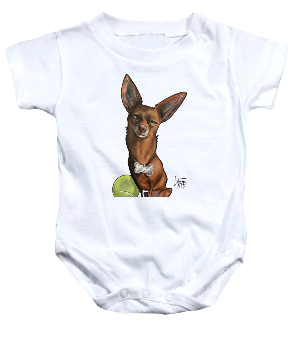 Dog Portrait Baby Onesie featuring the drawing Arizmendi 3544 by Canine Caricatures By John LaFree