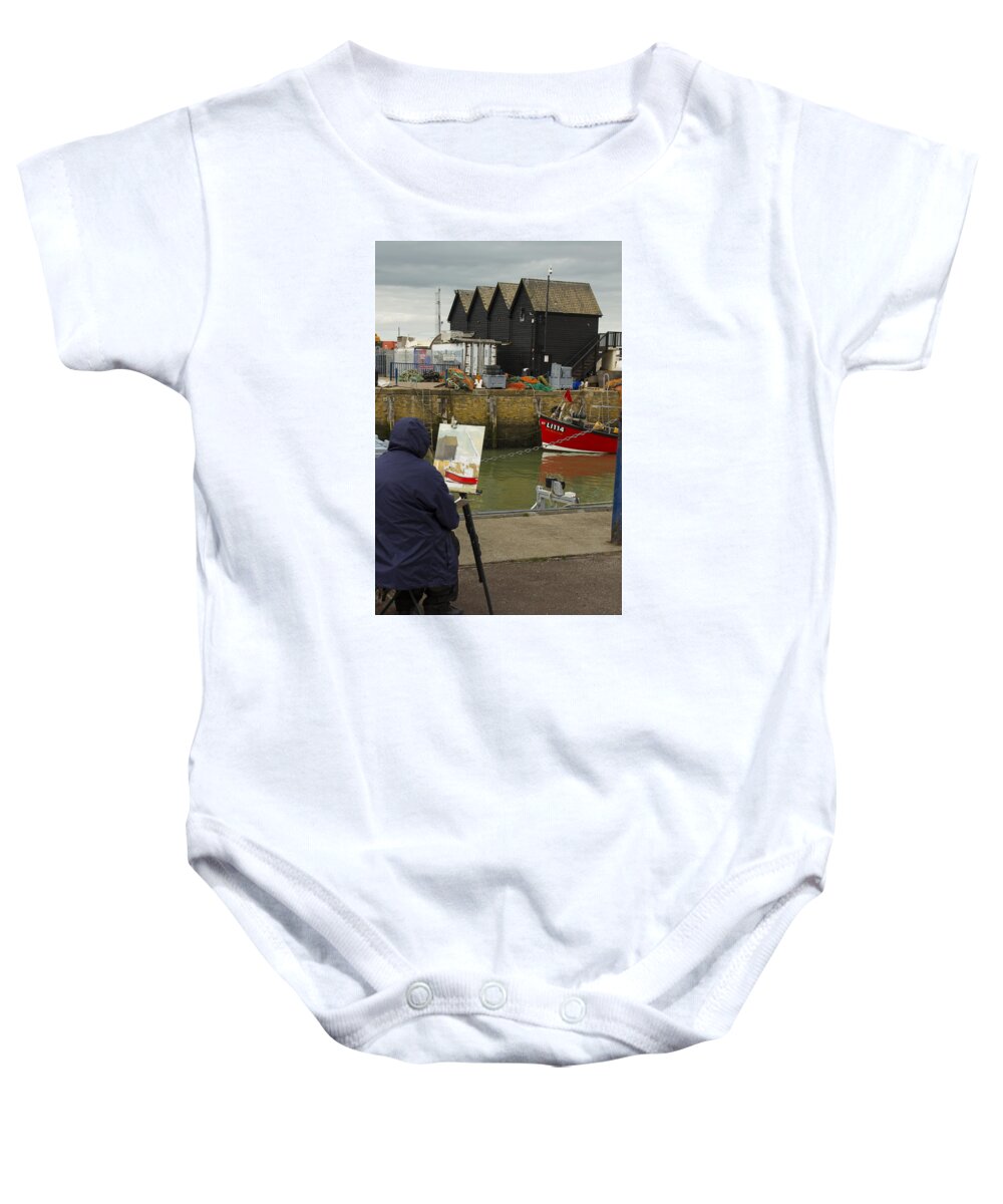 Whitstable Baby Onesie featuring the photograph Artist Painting by David French