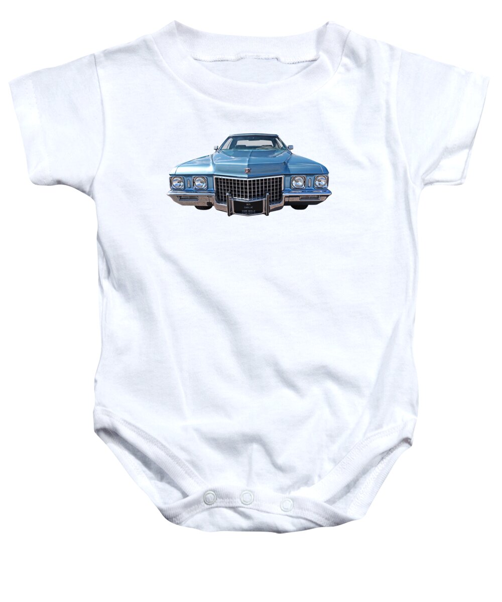 Cadillac Baby Onesie featuring the photograph Seventies Superstar - '71 Cadillac by Gill Billington