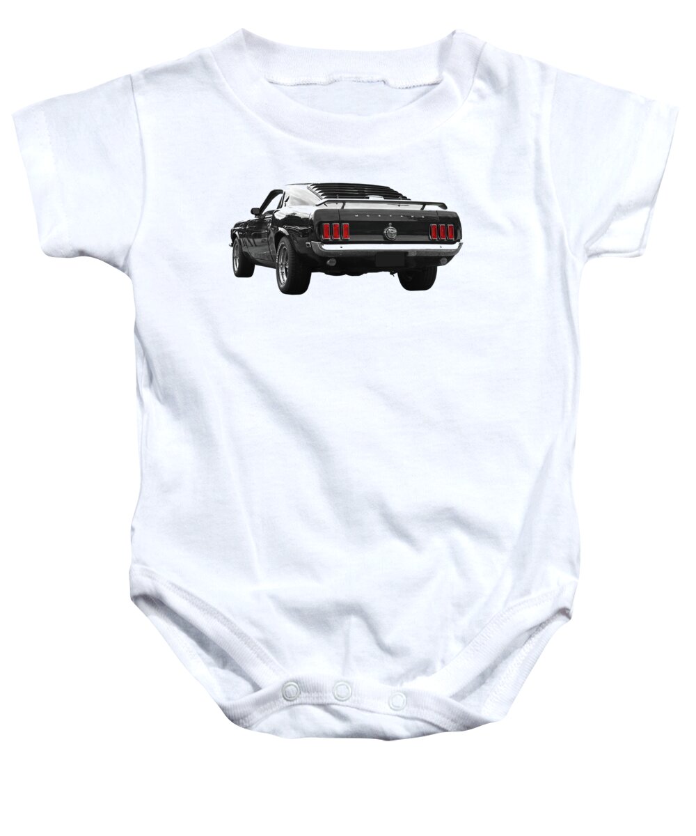 Ford Mustang Baby Onesie featuring the photograph Rear Of The Year - '69 Mustang by Gill Billington