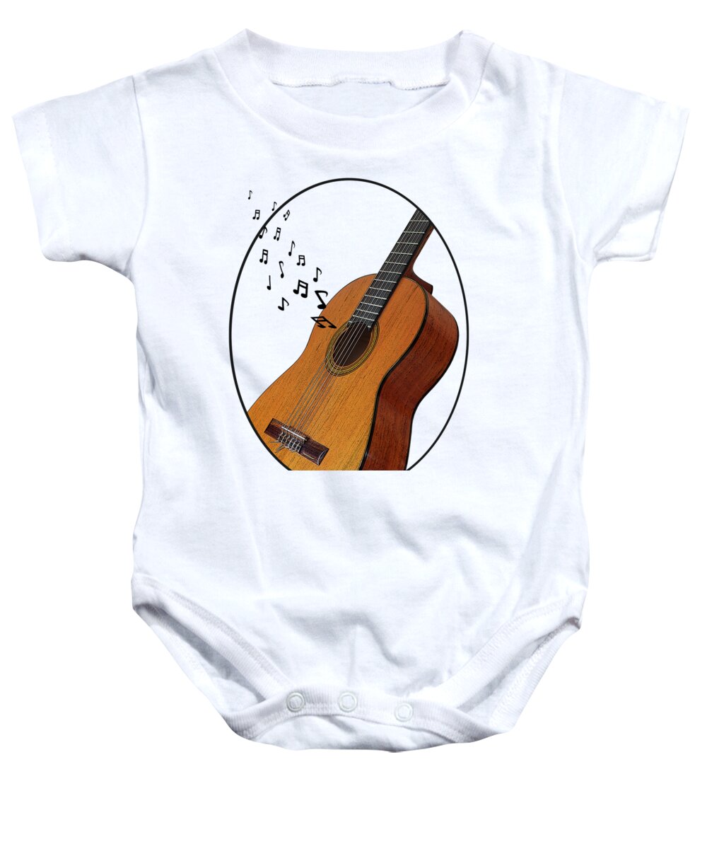 Acoustic Guitar Baby Onesie featuring the photograph Acoustic Guitar Sounds by Gill Billington