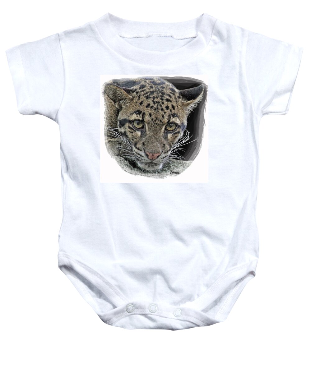 Asian Cloud Leopard Baby Onesie featuring the digital art Asian Cloud Leopard by Larry Linton