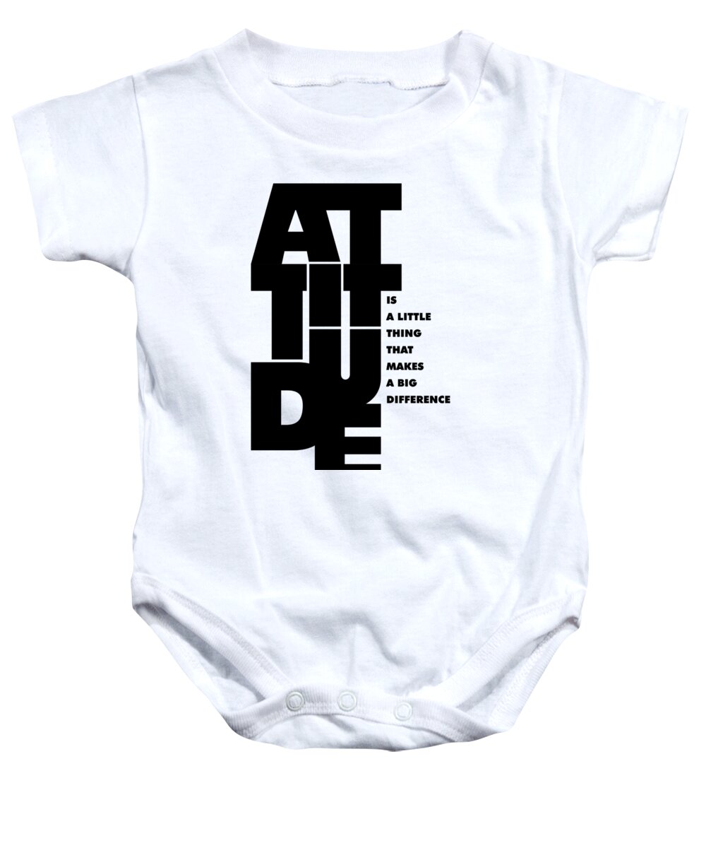 Inspirational Baby Onesie featuring the digital art Attitude - Winston Churchill Inspirational Typographic Quote Art Poster by Lab No 4 - The Quotography Department