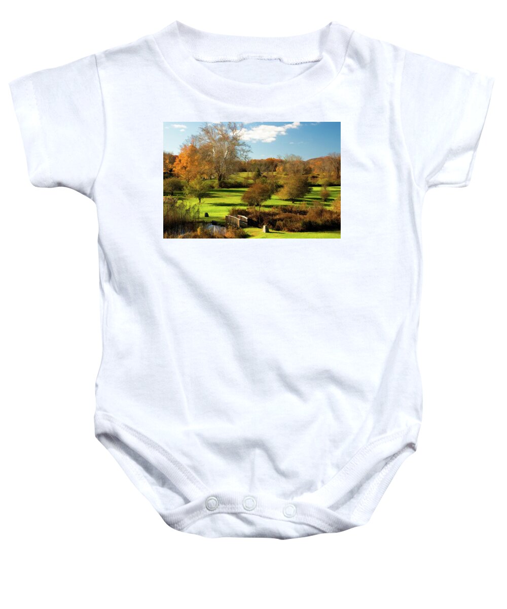 New Jersey Baby Onesie featuring the photograph Autumn in the Park by Nancy De Flon