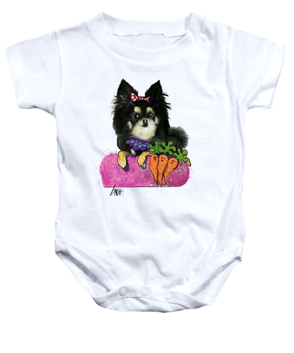 Papillon Baby Onesie featuring the drawing Azoulay 3863 by John LaFree