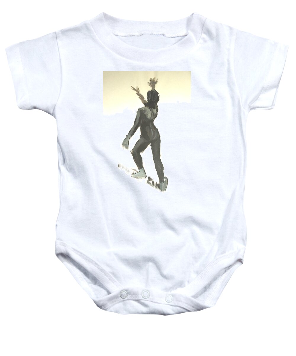  Baby Onesie featuring the drawing Ballet Dance In Motion by Mike Jory