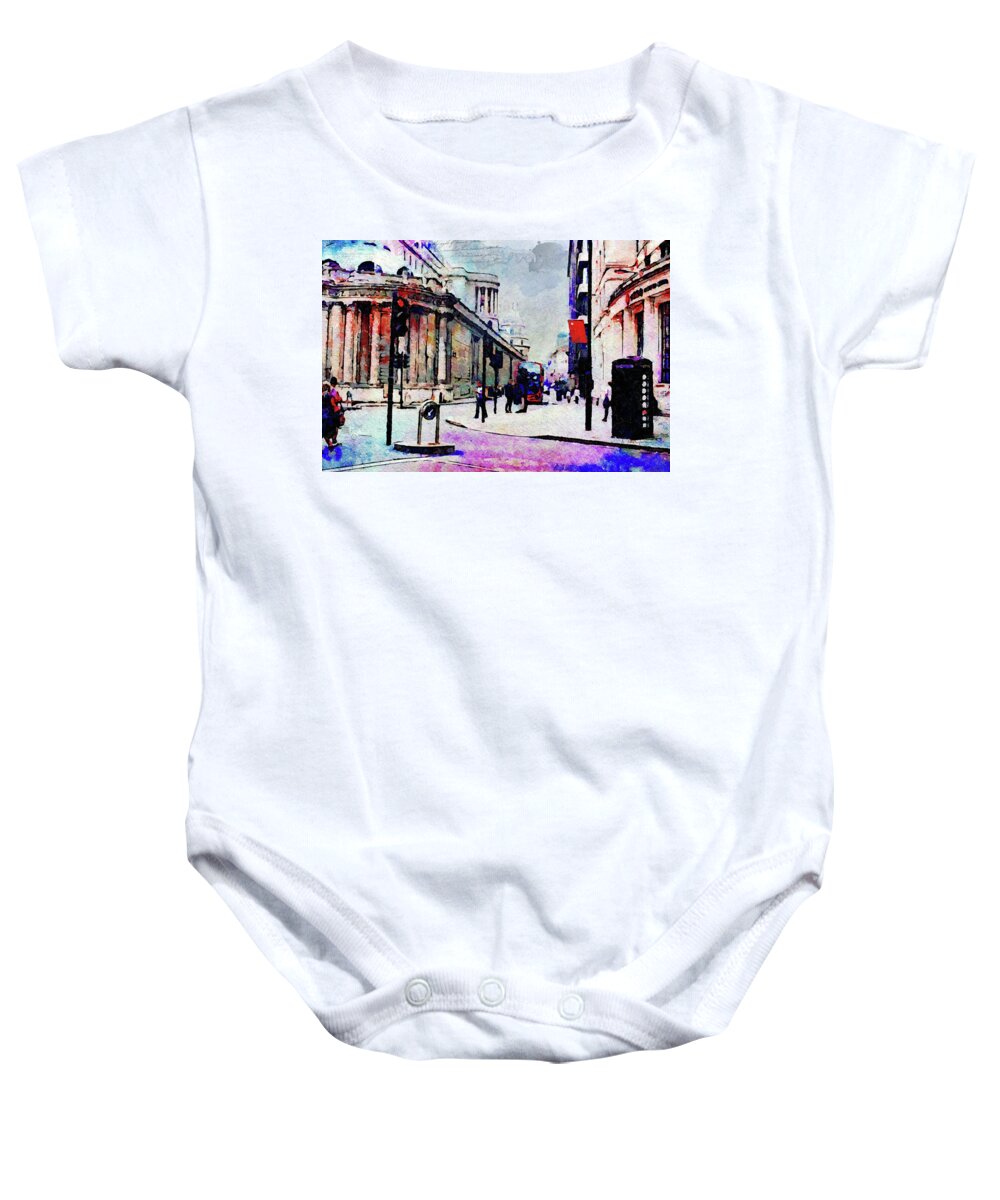 London Baby Onesie featuring the digital art Bank by Nicky Jameson
