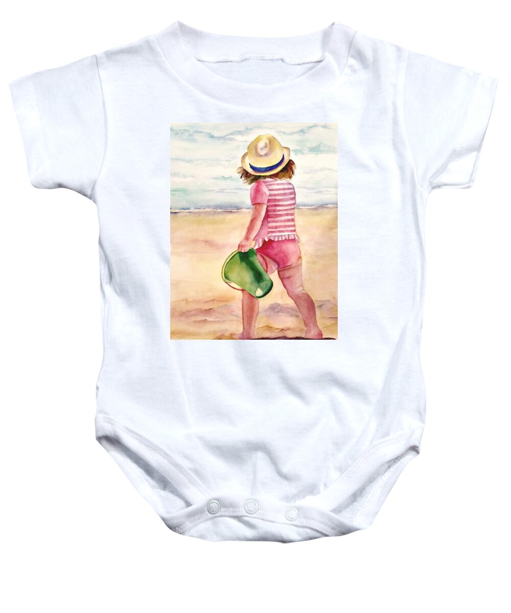 Beach Baby Onesie featuring the painting Beach Babe by Beth Fontenot