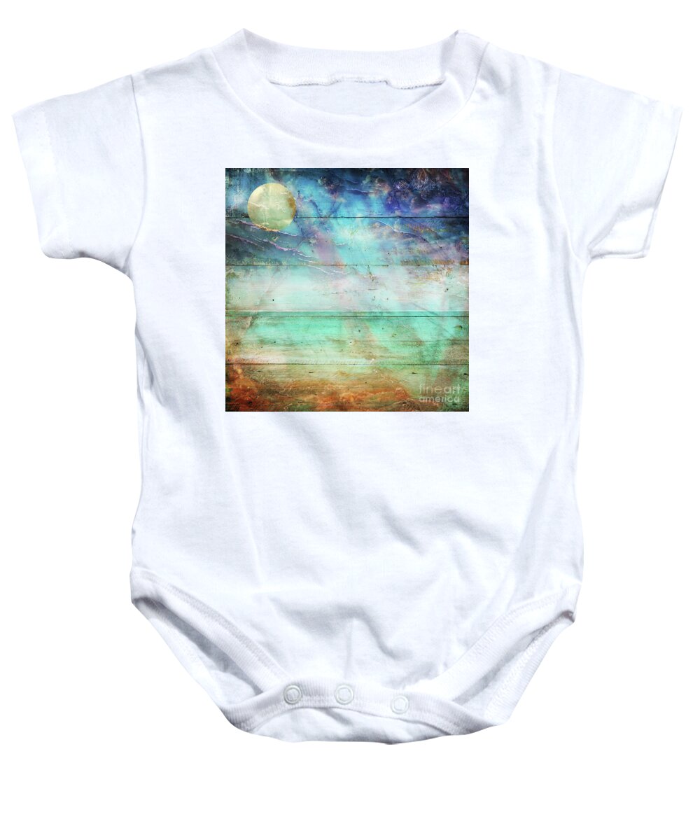 Beach Baby Onesie featuring the painting Beach Lapis by Mindy Sommers