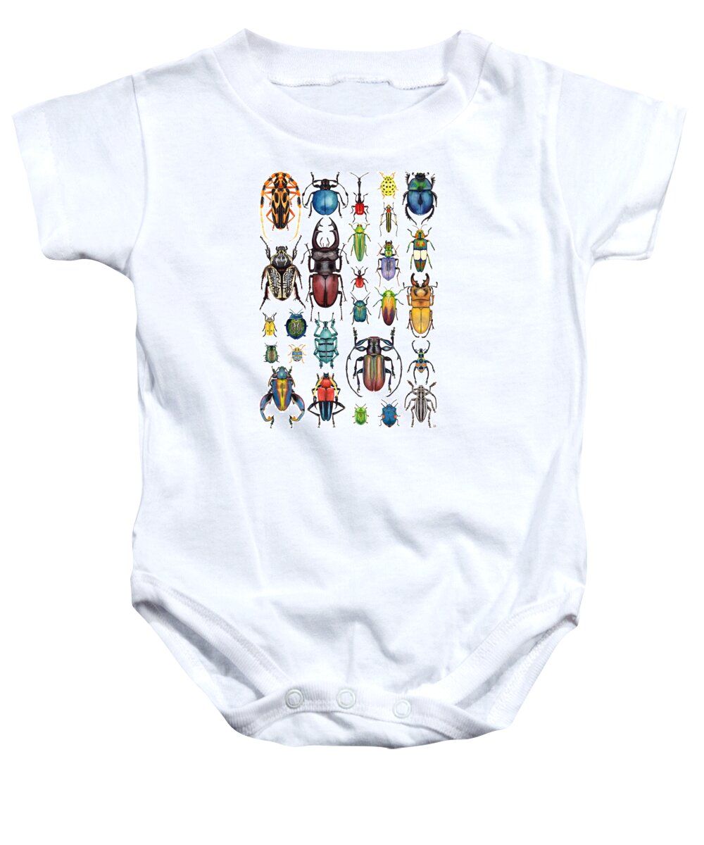 Bugs Baby Onesie featuring the painting Beetle Collection by Kelly King