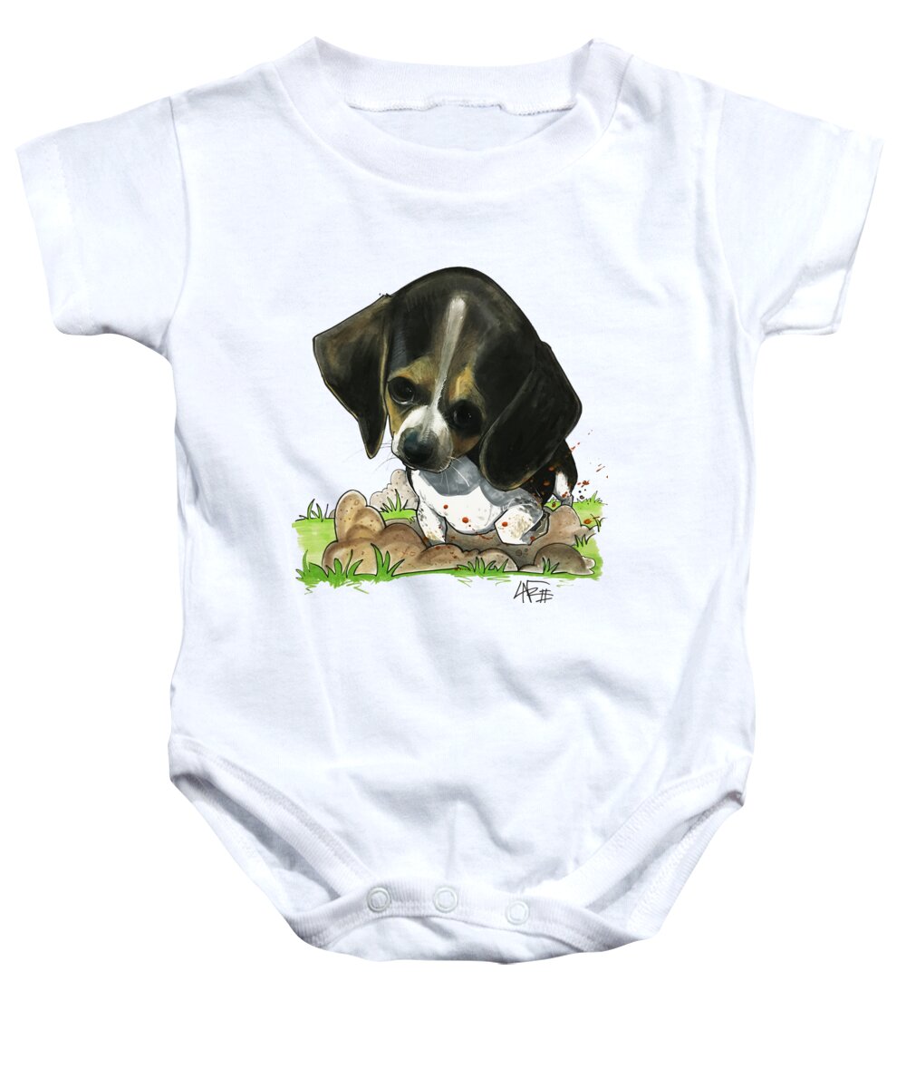 Pet Portrait Baby Onesie featuring the drawing Begley 3204 by Canine Caricatures By John LaFree