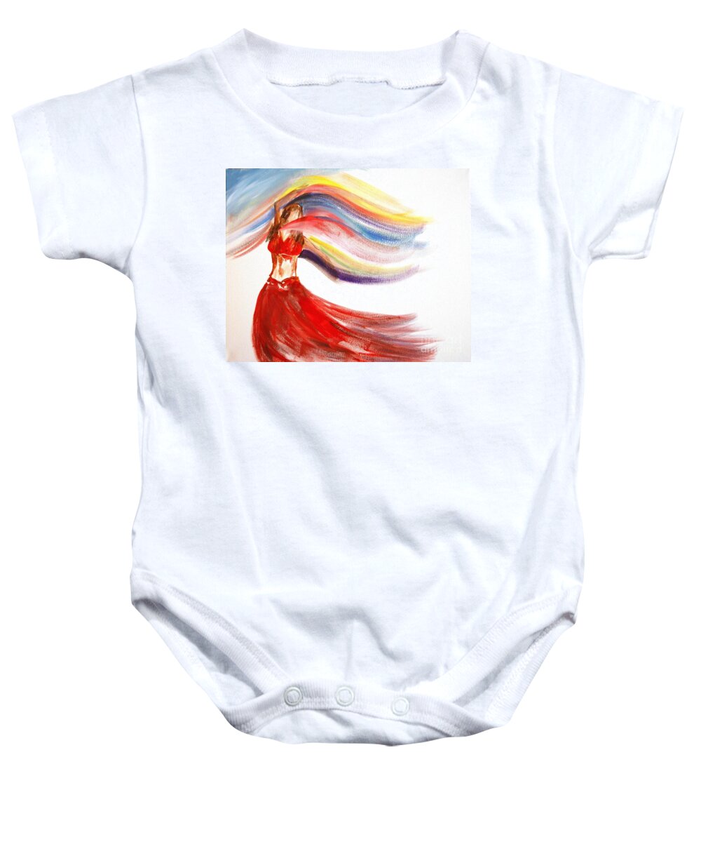 Belly Dancers Baby Onesie featuring the painting Belly Dancer 2 by Julie Lueders 