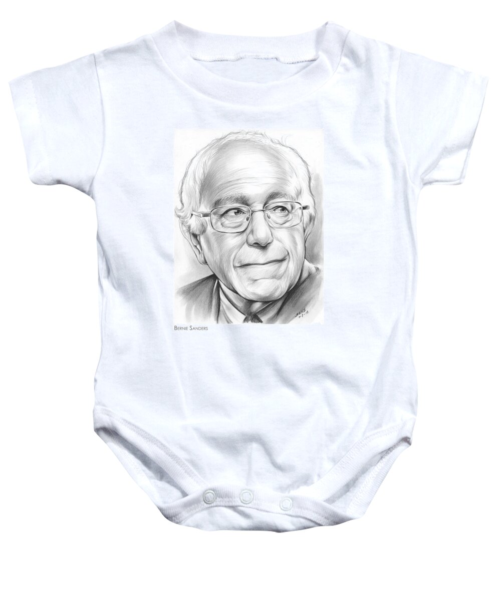 Bernie Sanders Baby Onesie featuring the drawing Bernie Sanders by Greg Joens