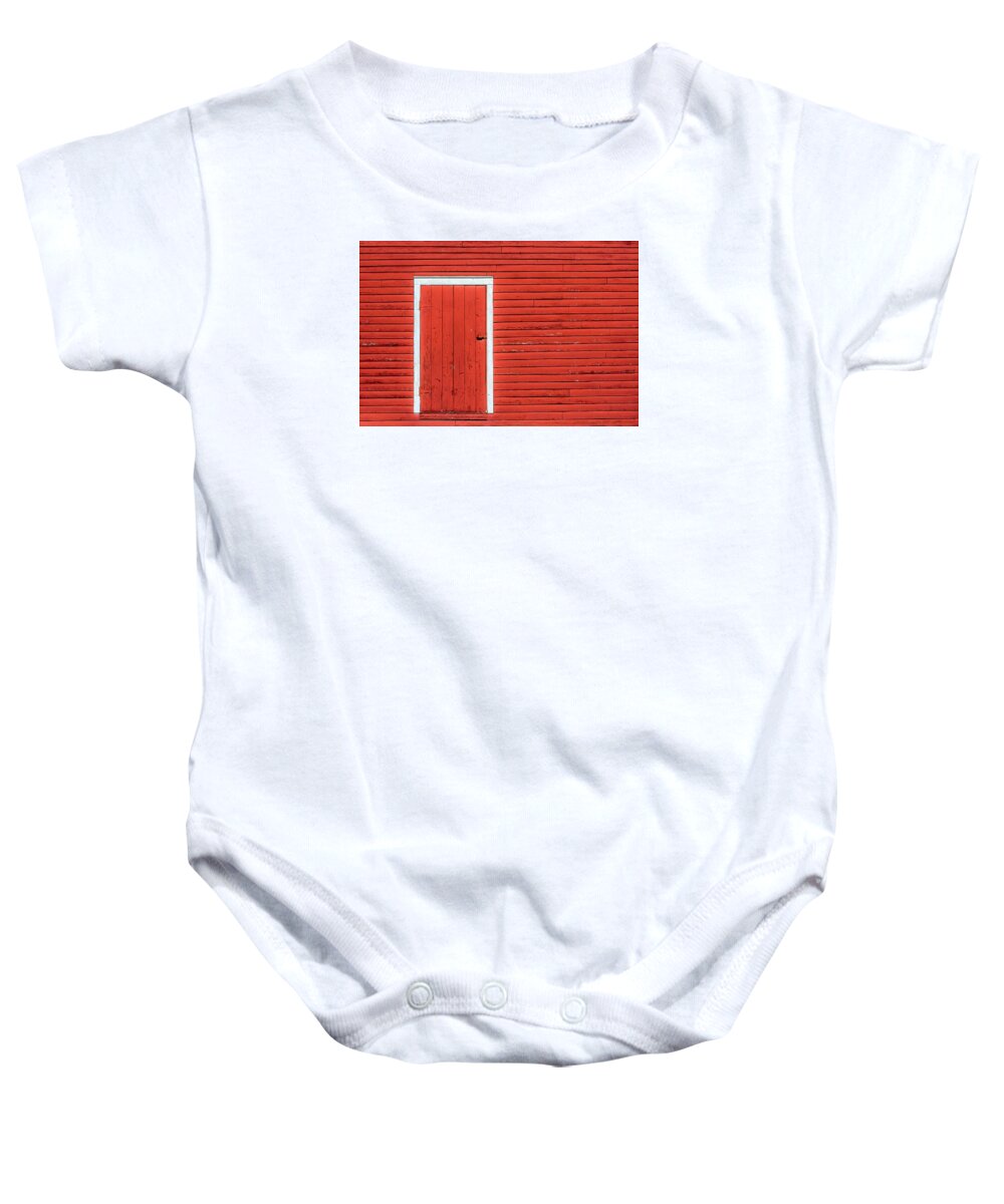 Red Baby Onesie featuring the photograph Big Red Door by Todd Klassy