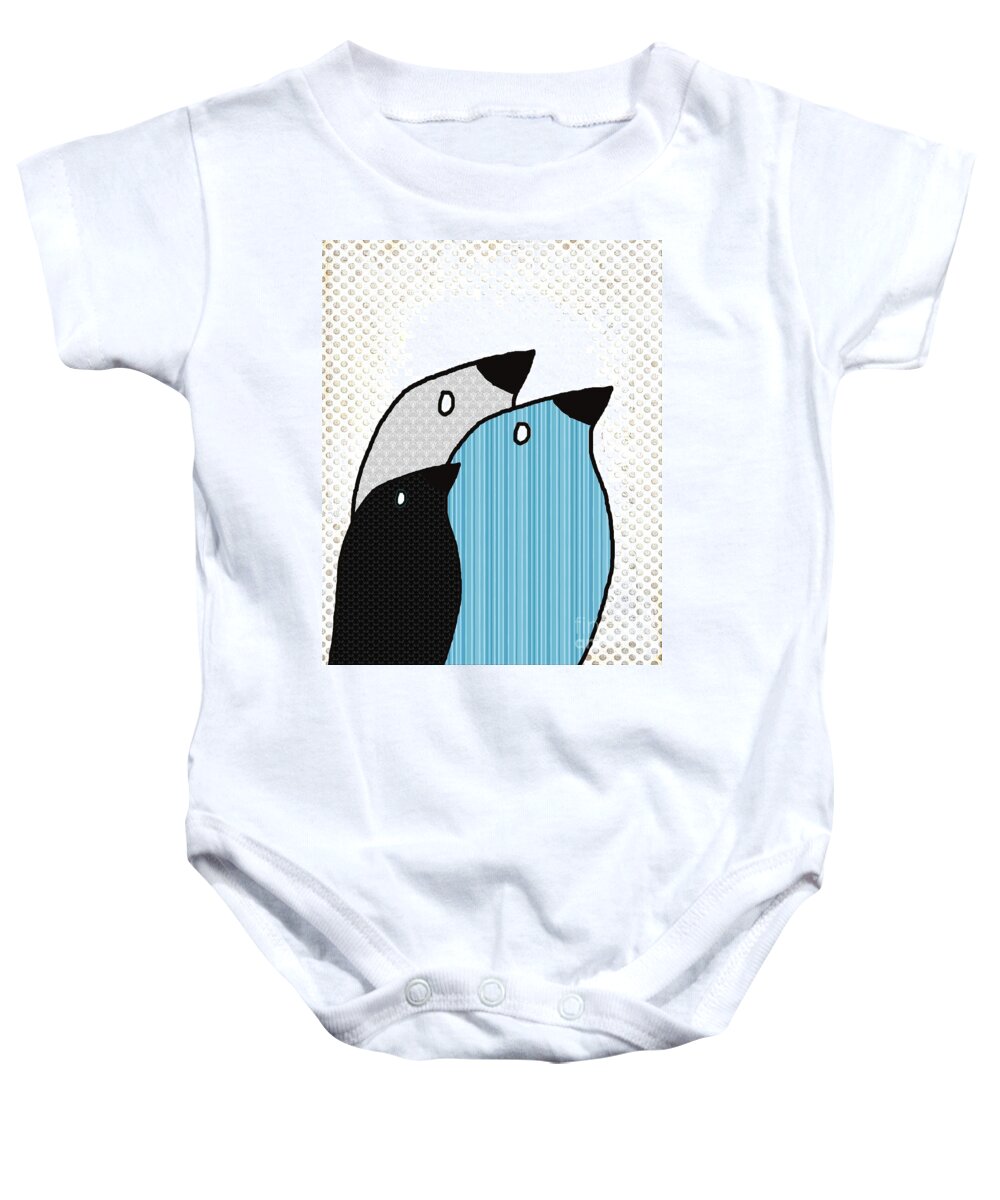Modern Baby Onesie featuring the digital art Birdies - 6901a by Variance Collections