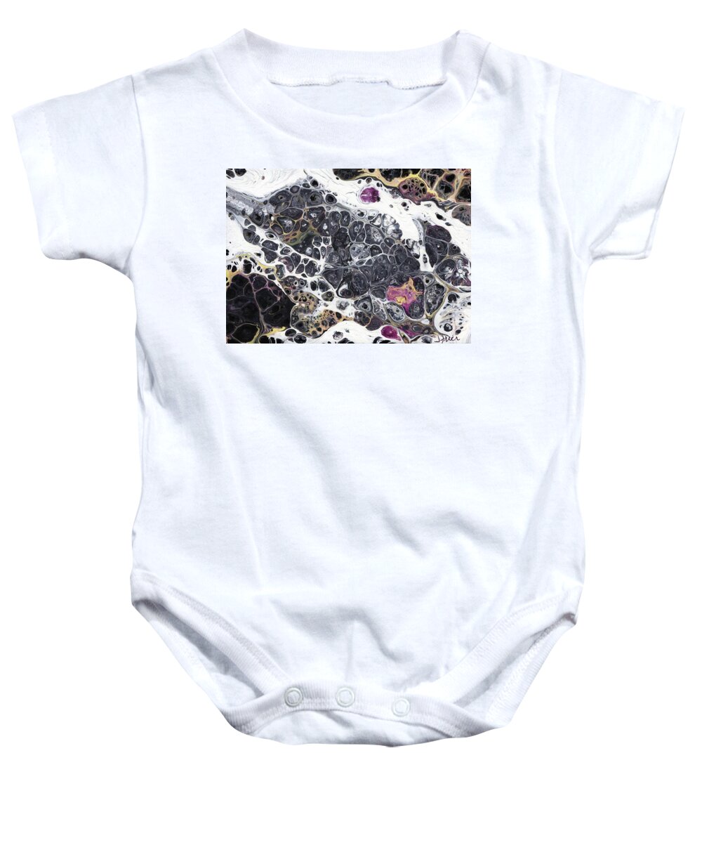 Pink Baby Onesie featuring the painting Black and White Abstract by Jamie Frier