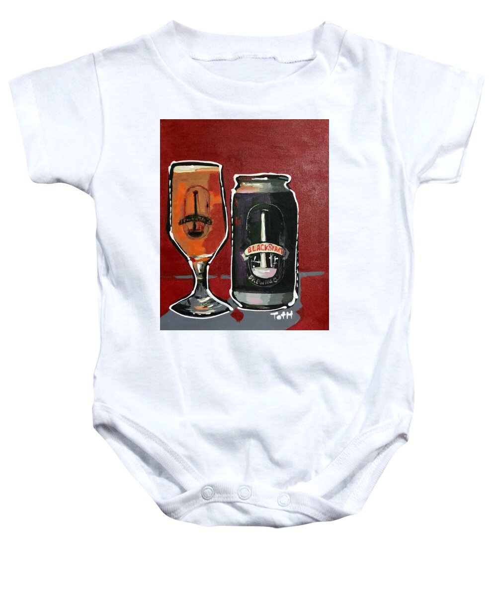 Blackstack Baby Onesie featuring the painting BlackStack by Laura Toth