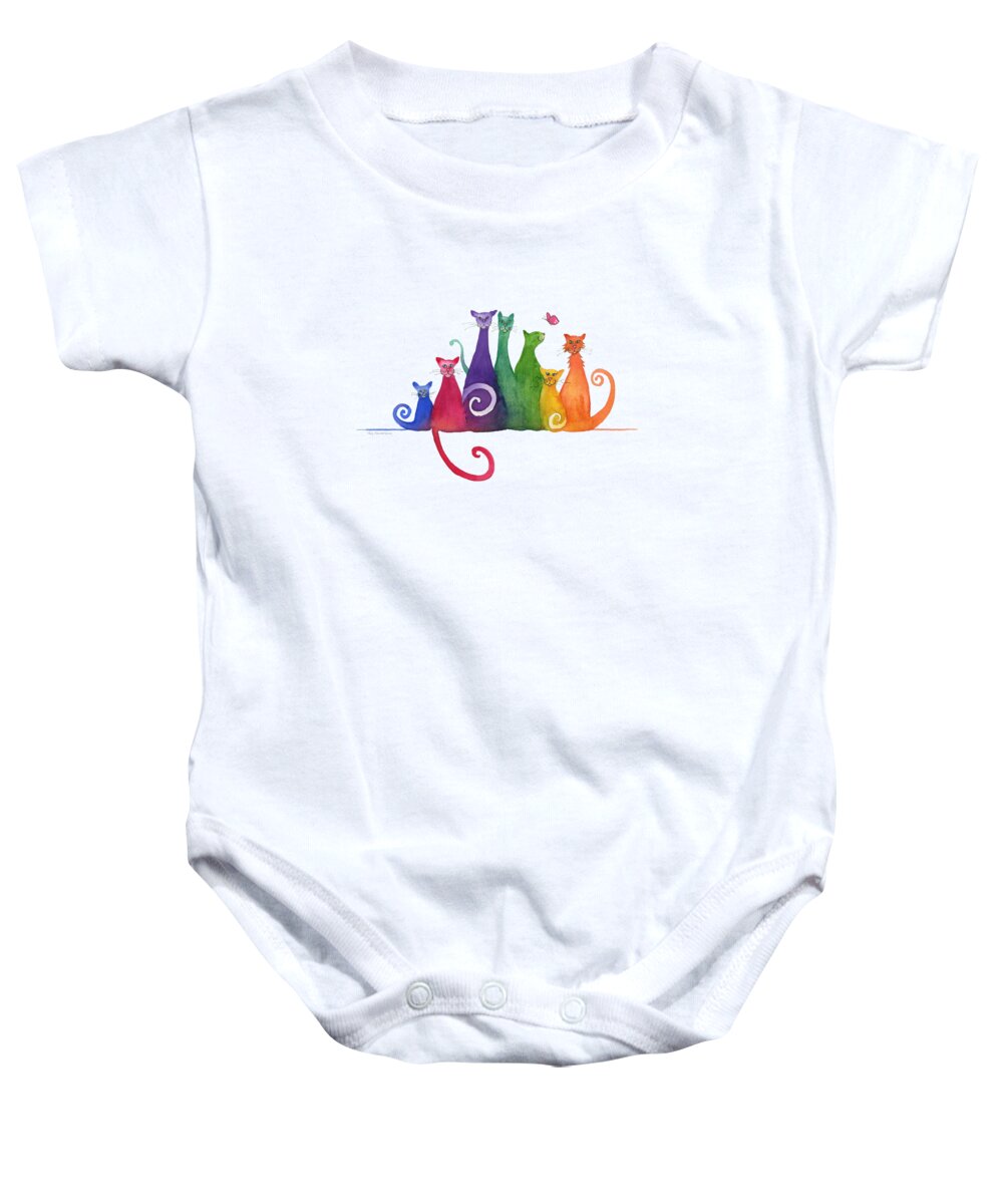 Blended Family Baby Onesie featuring the painting Blended Family of Seven by Amy Kirkpatrick
