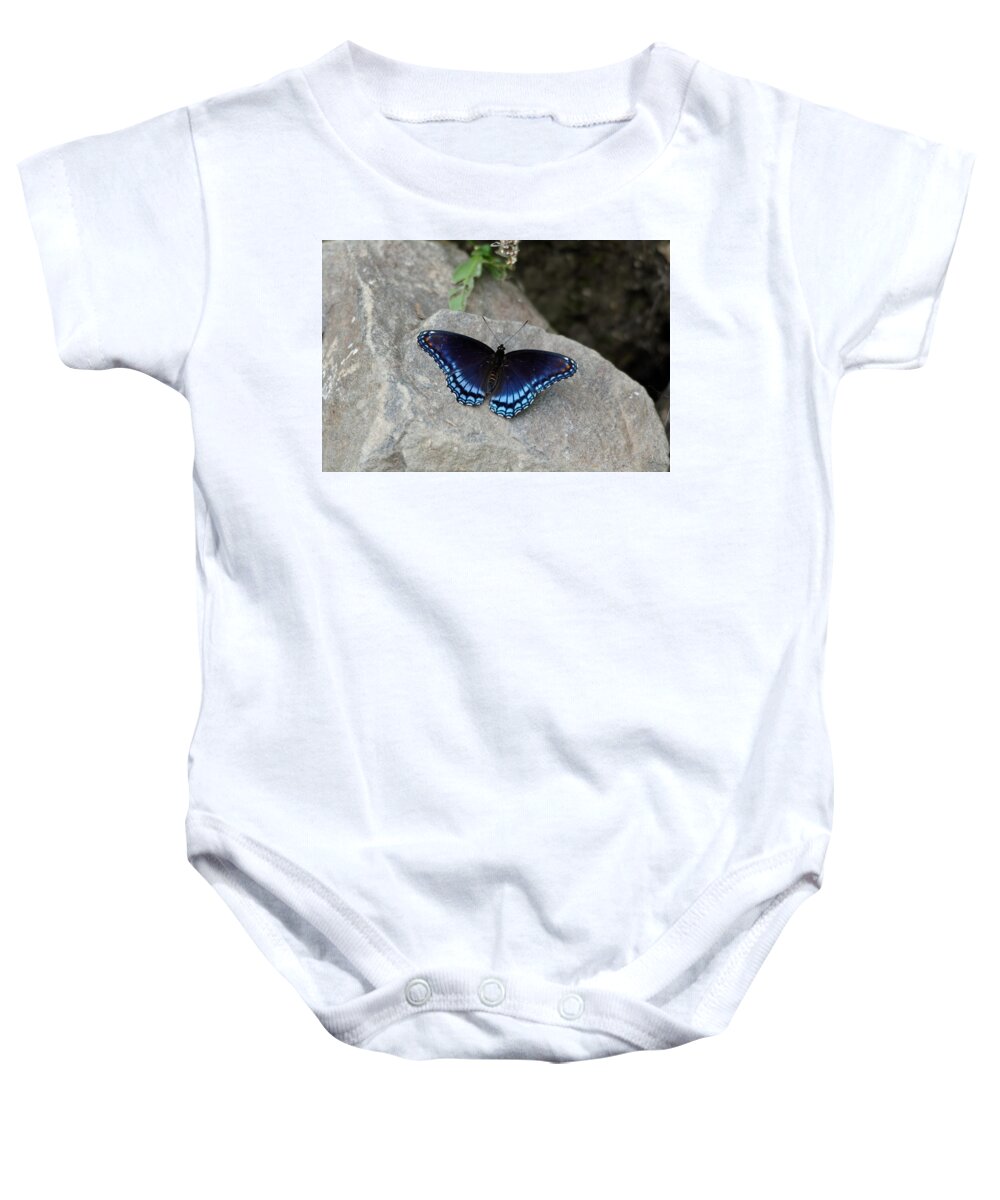 Butterfly Baby Onesie featuring the photograph Blue butterfly by Peter Ponzio