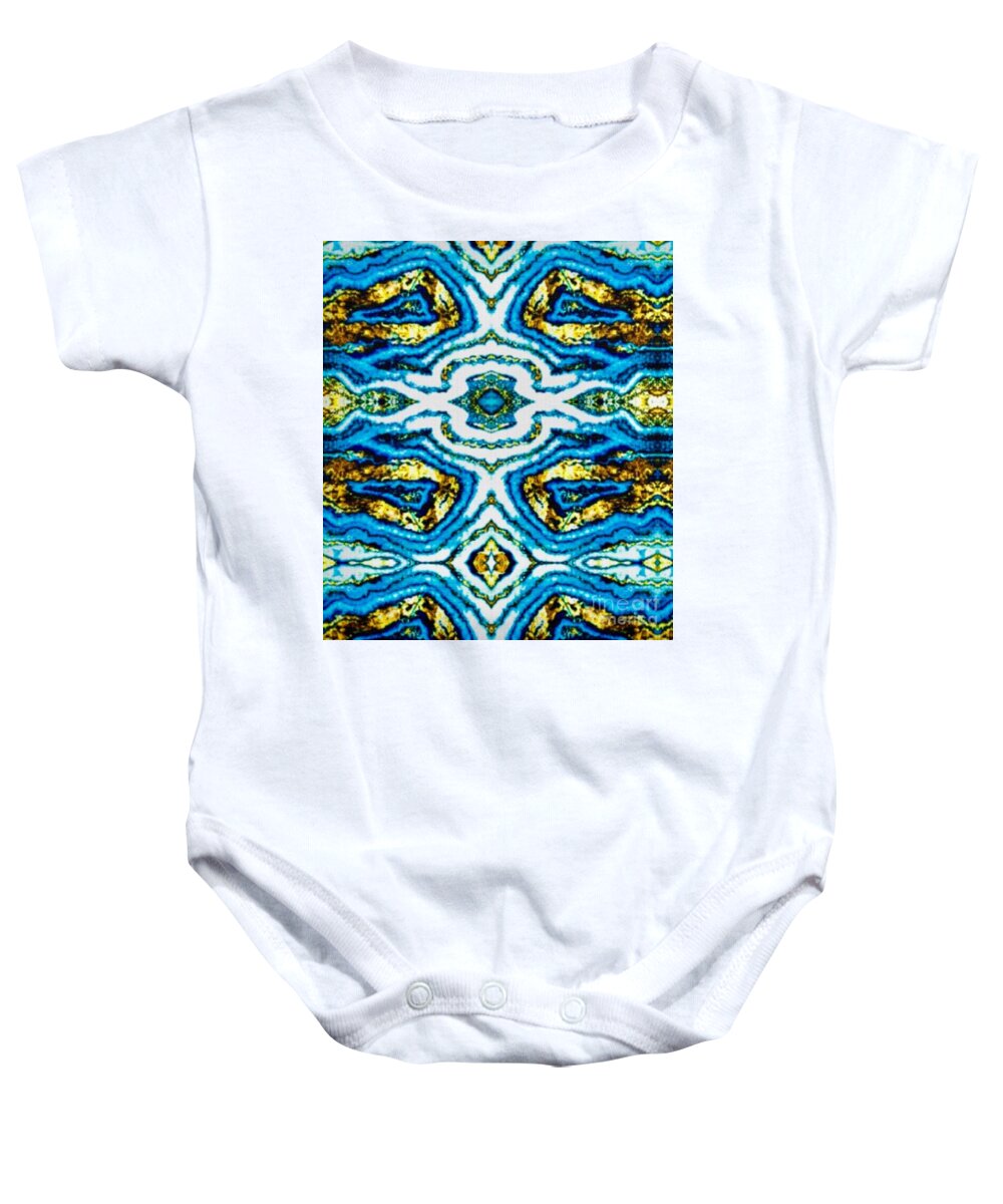 Geode Baby Onesie featuring the mixed media Blue Geode by Jennifer Lake