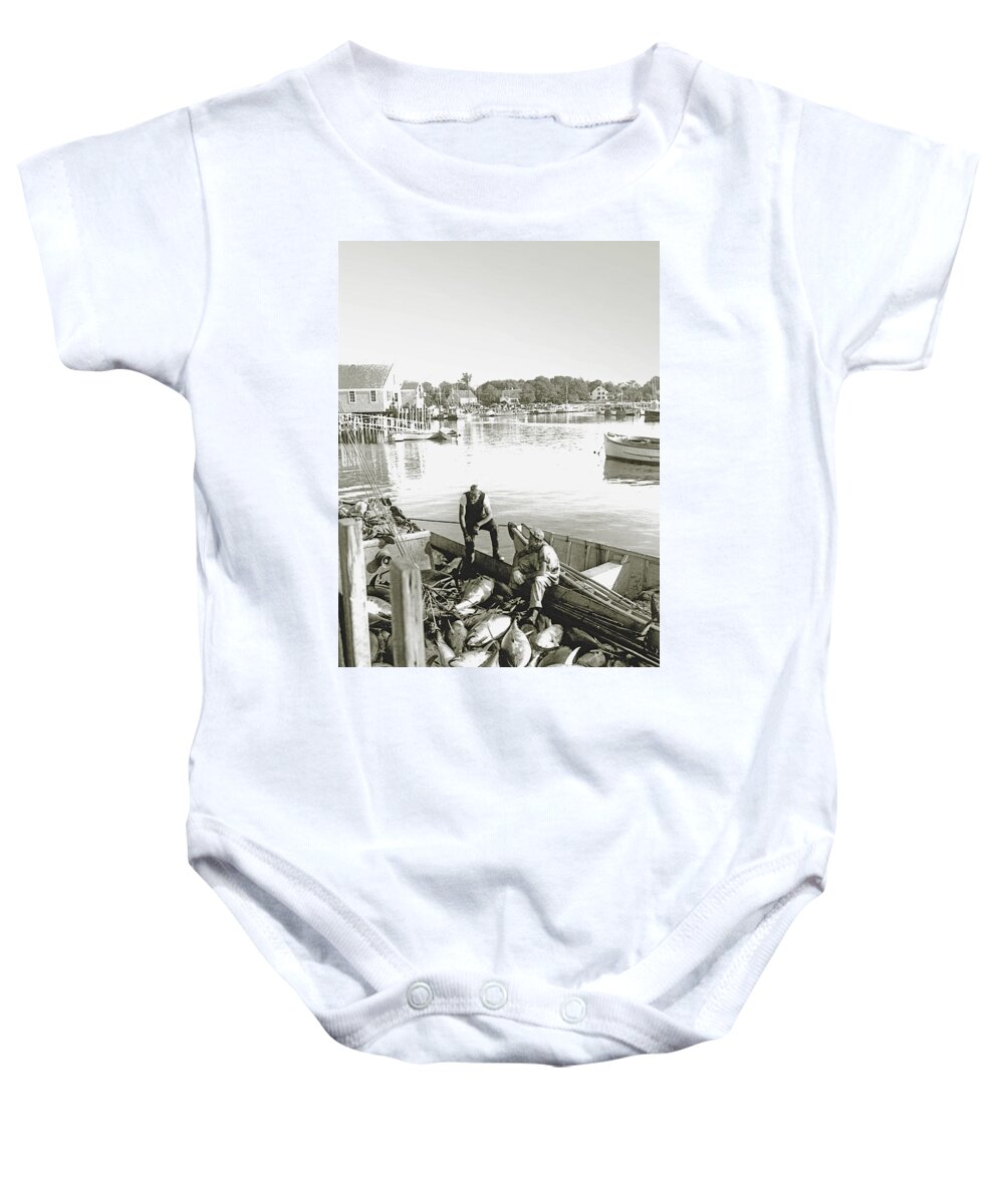 Bluefin Tuna Baby Onesie featuring the photograph Bluefin Tuna at Barnstable Harbor by Charles Harden