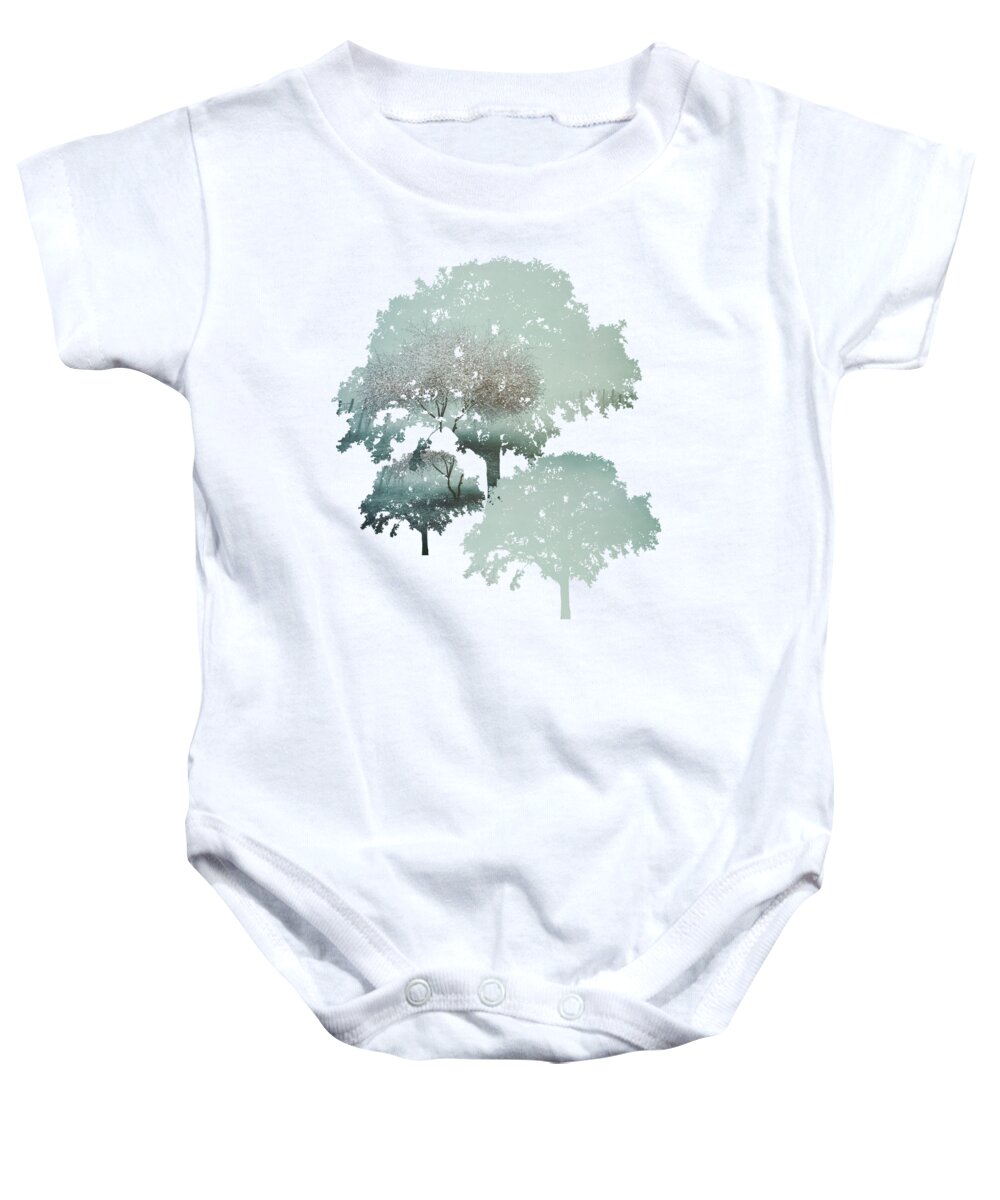 Landscape Abstract Surreal Tree Fog Mist Hope Dream Baby Onesie featuring the digital art Blurred Hope by Katherine Smit