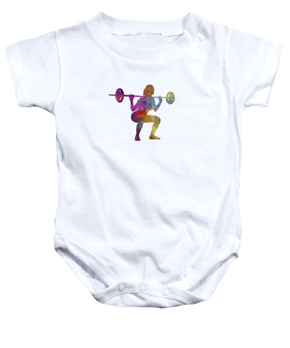 Exercises Baby Onesie featuring the painting Body buiding woman isolated by Pablo Romero