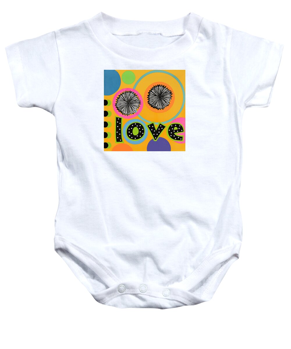 Fun Baby Onesie featuring the mixed media Bold Love by Gloria Rothrock
