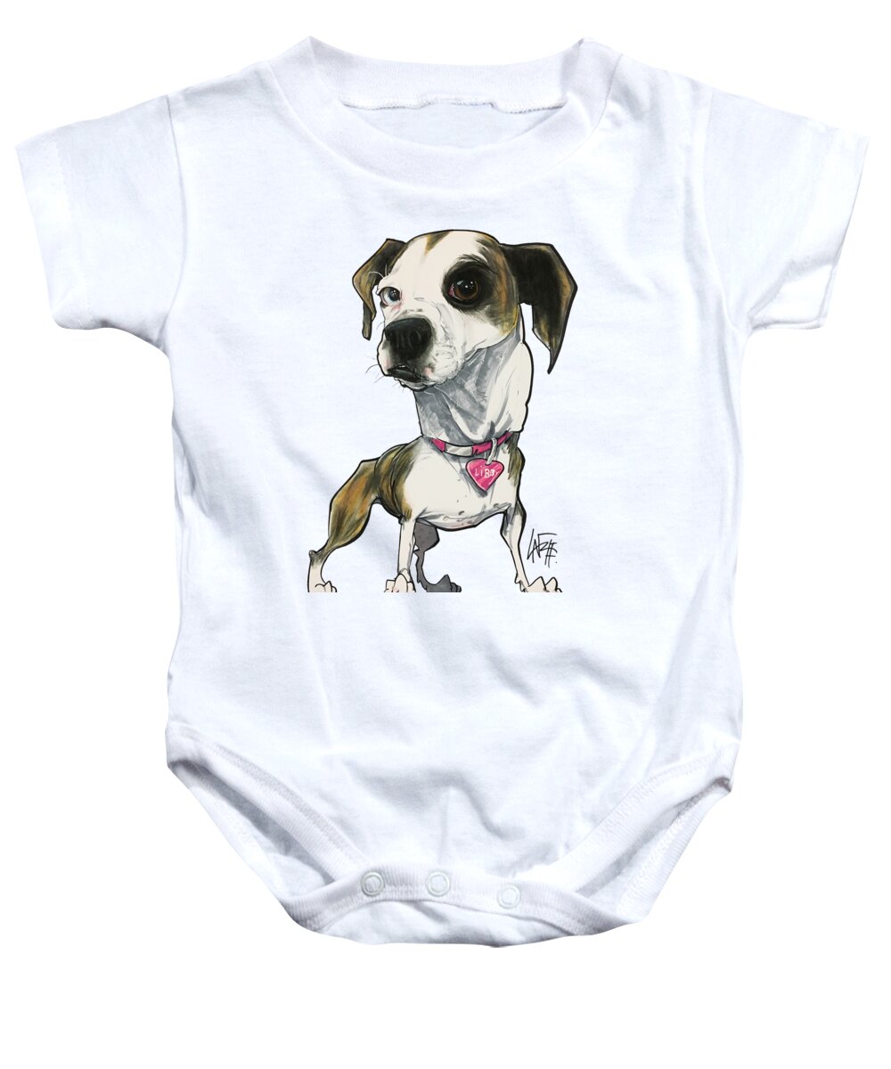 Bosco Baby Onesie featuring the drawing Bosco 7-1502 LIBBY by Canine Caricatures By John LaFree