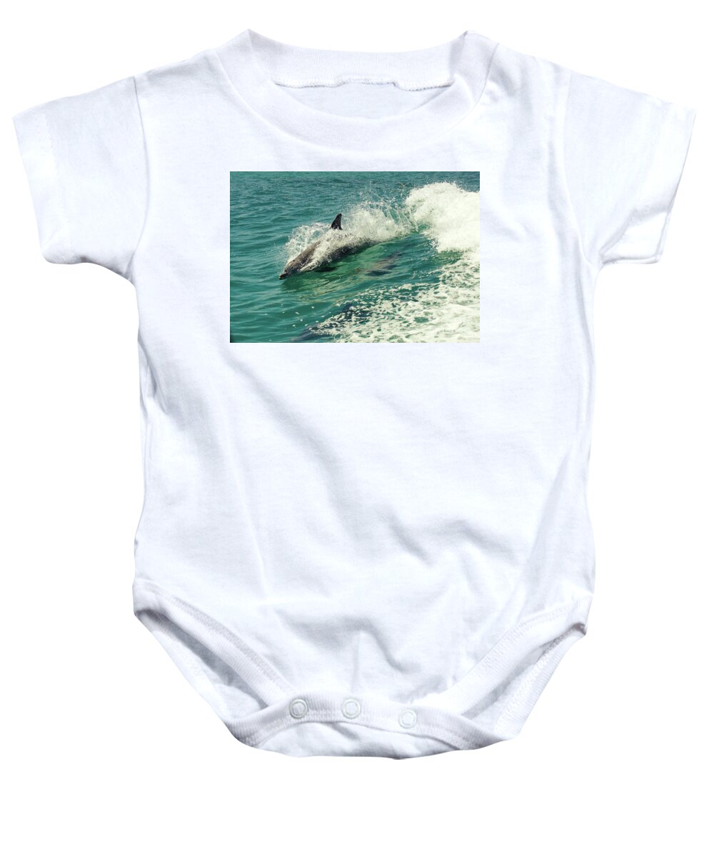 Bottlenose Dolphin Baby Onesie featuring the photograph Bottlenose Dolphin by Cassandra Buckley