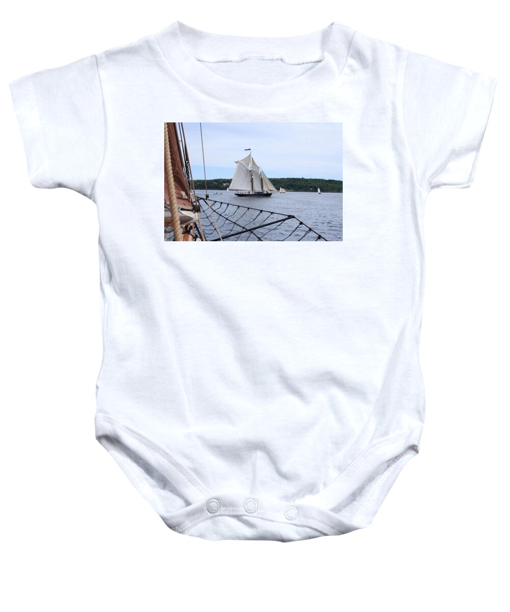 Seascape Baby Onesie featuring the photograph Bowditch Under Full Sail by Doug Mills