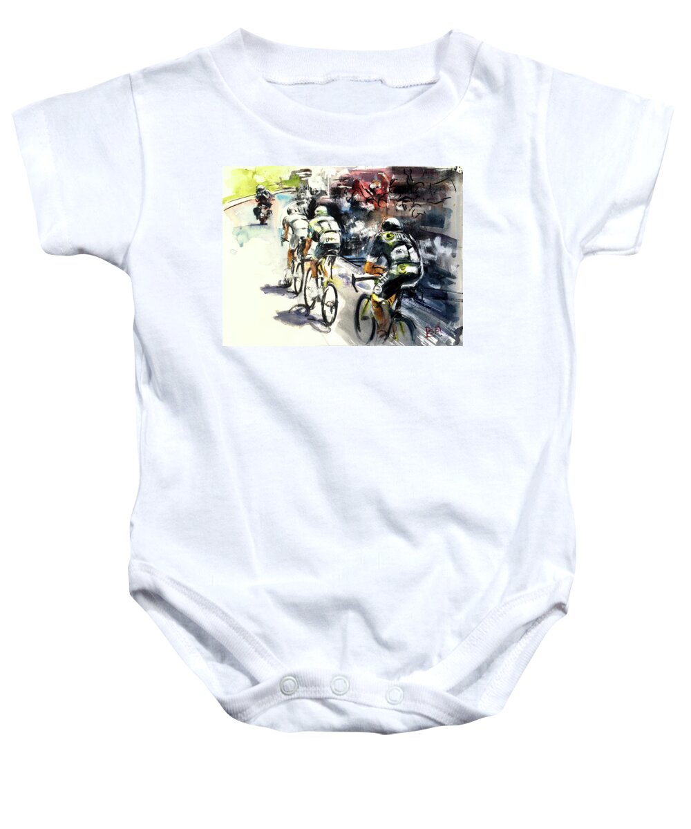 Tdf Keywords Baby Onesie featuring the painting Breakaway Now by Shirley Peters