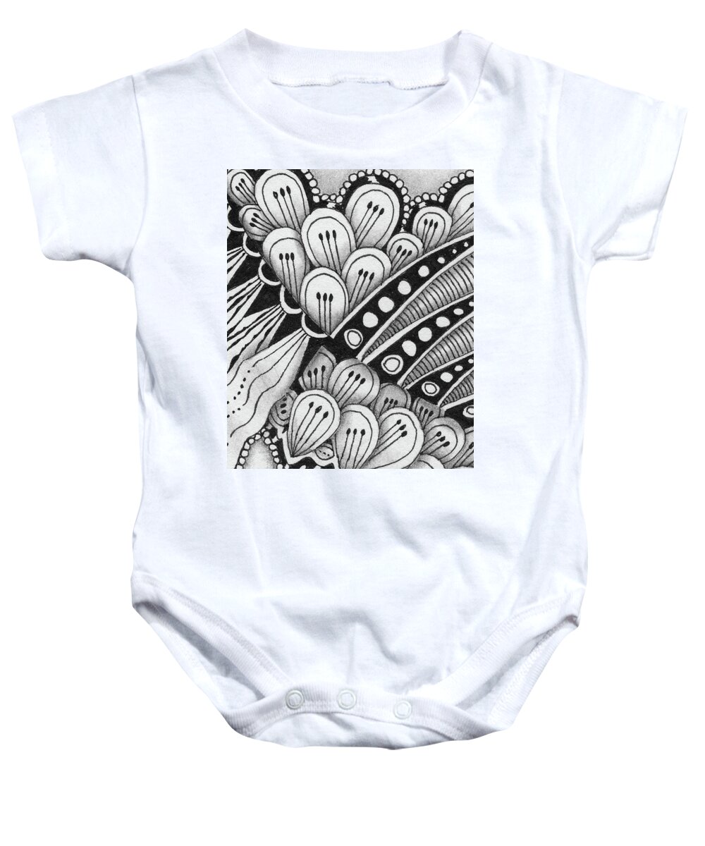 Zentangle Baby Onesie featuring the drawing Bright Lights, Big City by Jan Steinle