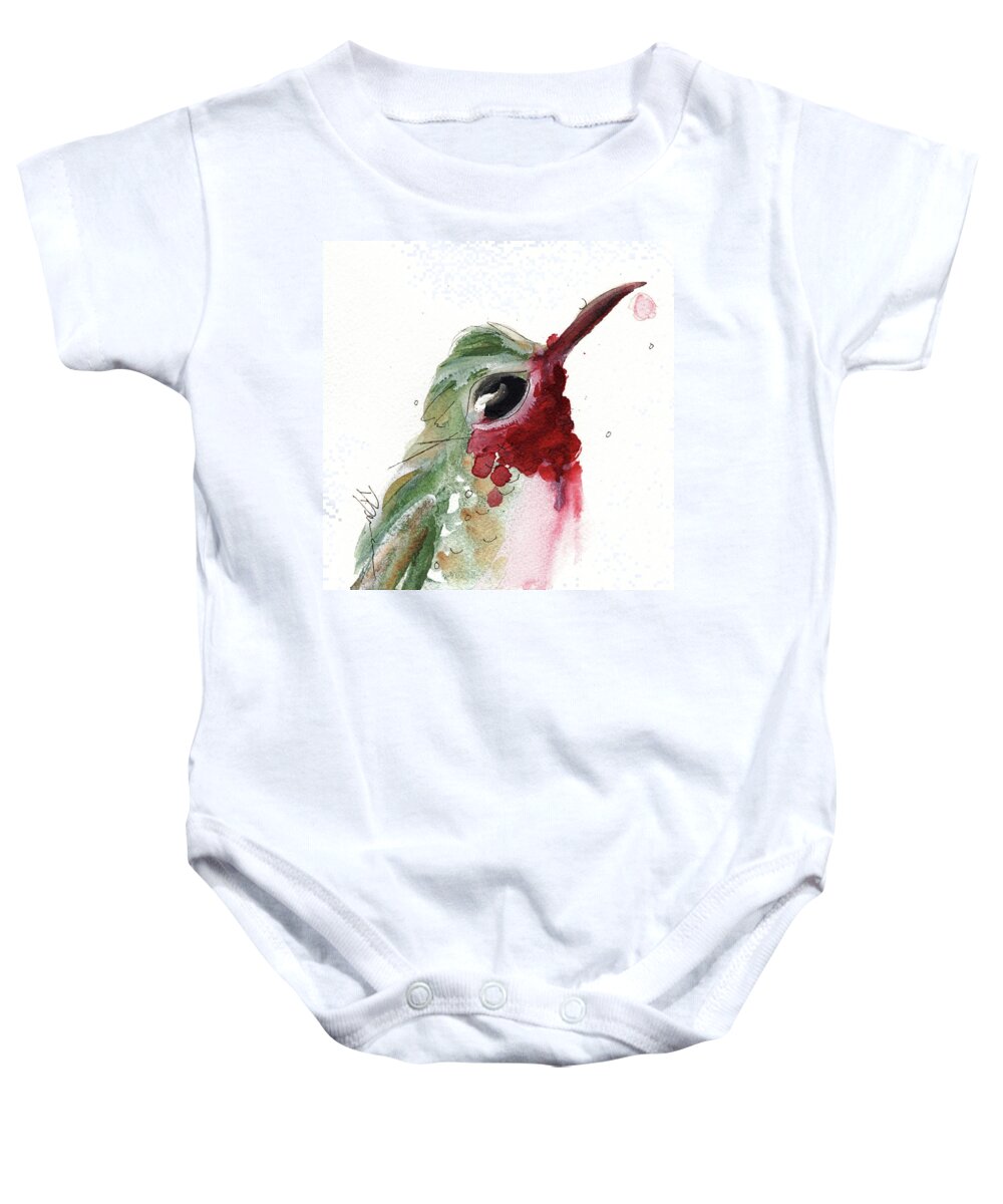 Broadtail Hummingbird Baby Onesie featuring the painting Broadtail Hummingbird by Dawn Derman