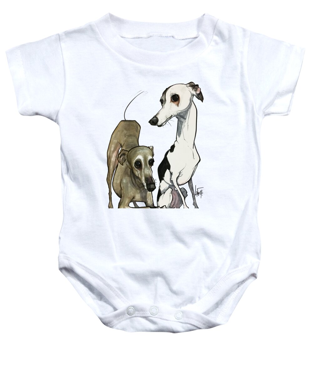 Pet Portrait Baby Onesie featuring the drawing Brown 7-1512 by Canine Caricatures By John LaFree